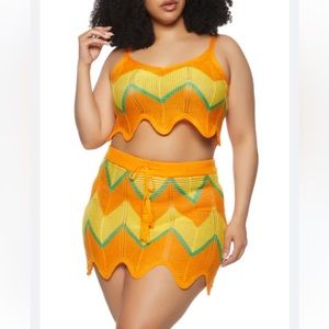 Almost Famous NWT Crochet 2 Piece Plus Size Mini Skirt Set Size 1X